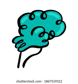 Isolación de simple ilustración vectorial de Doodle sobre el tema de la neurociencia y la medicina. Se representa el cerebro lineal abstracto.