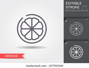 Isolated simple vector outline icon orange with shadow, vector illustration with editable stroke