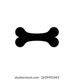 An isolated, simplistic graphic showcases a black dog bone silhouette against a clean white backdrop, perfect for pet-related designs or minimalist vector illustrations.