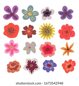 Isolated simplle vector flowers set