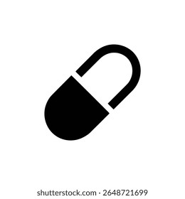 Isolated single black capsule features a solid filling; simple medicine presents cleanliness and focus, emphasizing a clear, health-oriented element. The background is transparent.