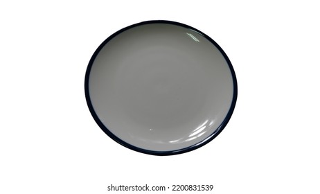 Ilustración aislada de placa de cerámica única, redondeada para la comida en la cocina y mesa de comedor. 