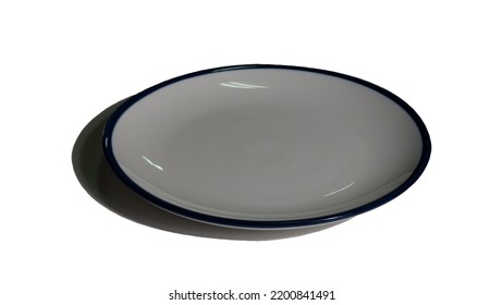 An isolated single ceramic plate dish illustration which is circle rounded for food in the kitchen and ining diner table 