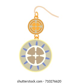 Isolated single earring on a white background, Vector illustration