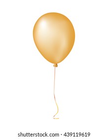 Isolated single golden gathering event air balloon on white background