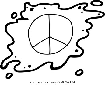 Isolated single hand drawn cartoon peace sign