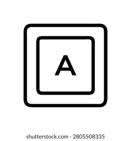 Isolated single keyboard key displaying the letter A. Clean minimalist composition ideal for tech concepts and design elements.