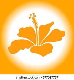 Isolated single yellow Hibiscus Icon. Aloha hawaiian shirt vector icon.