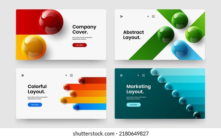 Isolated site design vector illustration set. Geometric 3D spheres web banner concept collection.