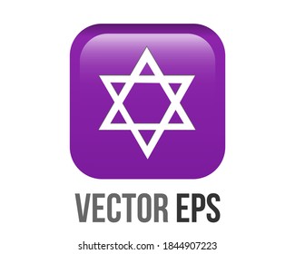 The isolated six pointed star with middle dot icon gradient purple round corner button