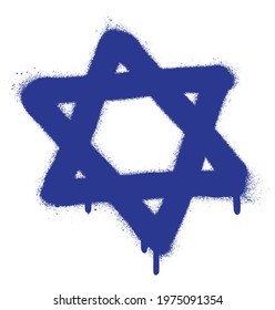 Isolated SIX-POINTED STAR. Jewish religious and national symbol. Spray paint graffiti.