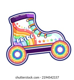 Isolated skate shoes rainbow sticker vector illustration