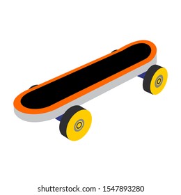 Isolated skateboard with wheel for active lifestyle, extreme sport for youth activity, balance street eco transport vector illustration.
