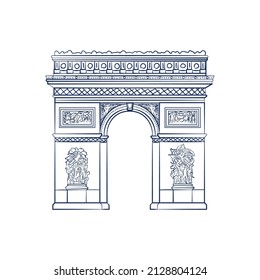 Isolated sketch of arch of triumph Vector