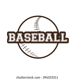 Isolated sketch of a baseball ball and text on a white background