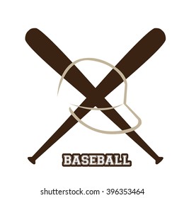 Isolated sketch of a baseball hat and a pair of bats on a white background