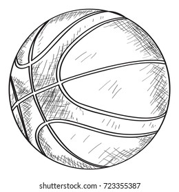 Isolated sketch of a basketball ball, Vector illustration