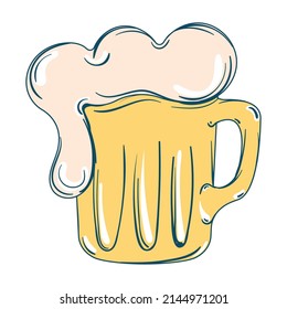 Isolated sketch of a beer mug with foam Vector
