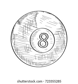 Isolated sketch of a billiard ball, Vector illustration