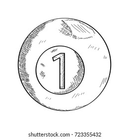 Isolated sketch of a billiard ball, Vector illustration