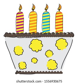 Isolated sketch of a birthday cake with candles - Vector illustration