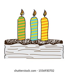 Isolated sketch of a birthday cake with candles - Vector illustration