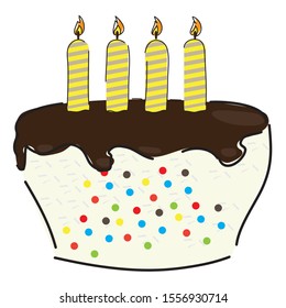 Isolated sketch of a birthday cake with candles - Vector illustration