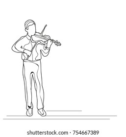 isolated sketch boy playing the violin