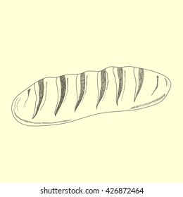 Isolated sketch bread. Bread illustration. Vector illustration.