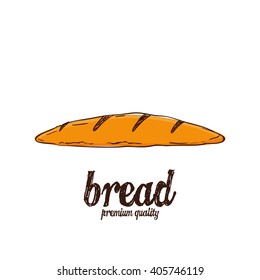 Isolated sketch of a bread on a white background
