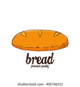 Isolated sketch of a bread on a white background