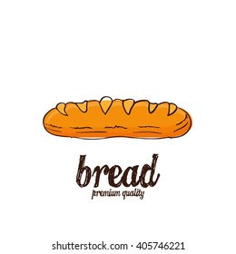 Isolated sketch of a bread on a white background