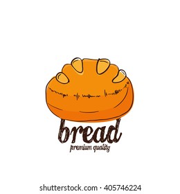 Isolated sketch of a bread on a white background