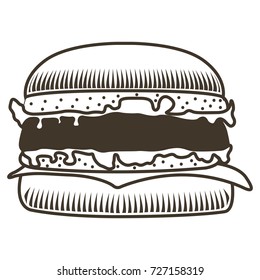 Isolated sketch of a burger, Vector illustration