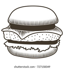 Isolated sketch of a burger, Vector illustration