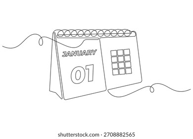 Boceto aislado de un calendario que simboliza el inicio del año