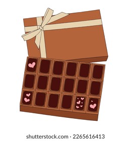 Esbozo aislado de una caja de chocolate Ilustración vectorial