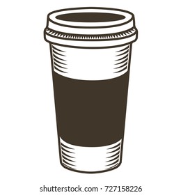 Isolated sketch of a coffee in a plastic cup, Vector illustration