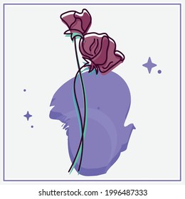 Isolated sketch of a colored flower