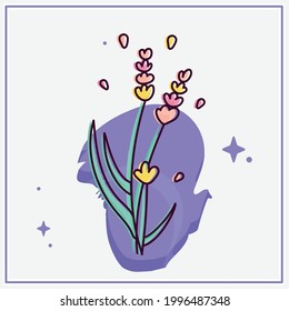 Isolated sketch of a colored flower