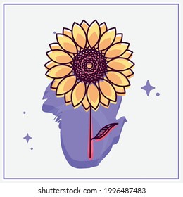 Isolated sketch of a colored flower