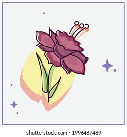 Isolated sketch of a colored flower