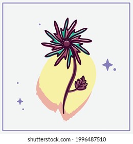 Isolated sketch of a colored flower