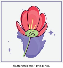 Isolated sketch of a colored flower