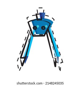 Isolated sketch of a compass School supply Vector