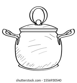 Isolated sketch of a cooking pot over a white background - Vector illustration