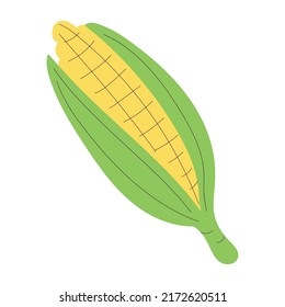 Esbozo aislado de un vector de diseño plano de maíz