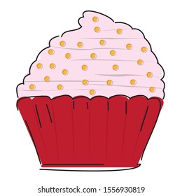 Isolated sketch of a cupcake over a white background - Vector illustration