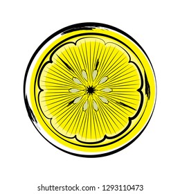 Isolated sketch of a cut lemon image. Vector illustration design