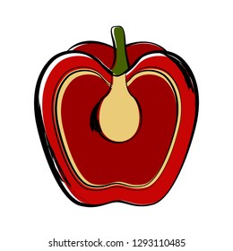 Isolated sketch of a cut pepper image. Vector illustration design